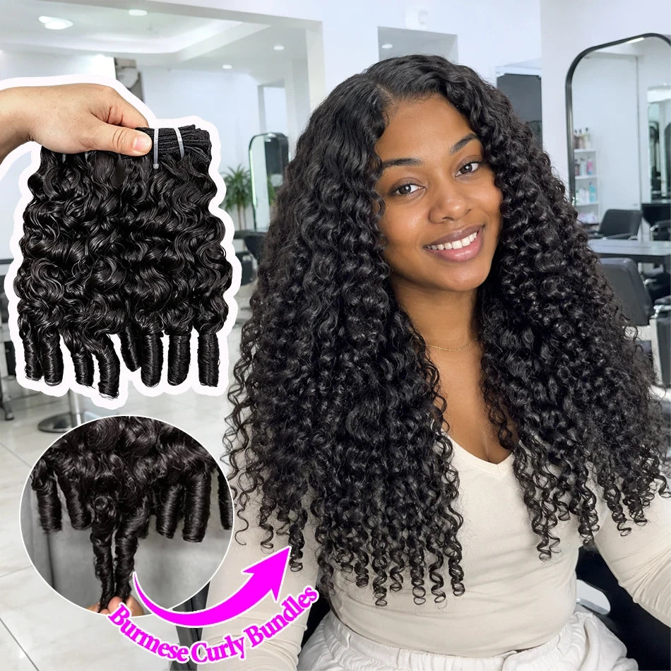 Raw Burmese Curly Hair Bundles