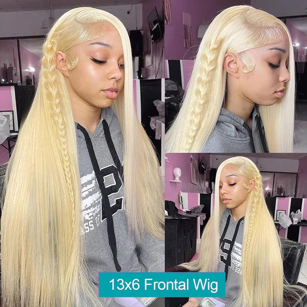 613 Blonde Straight Human Hair Lace Front Wig