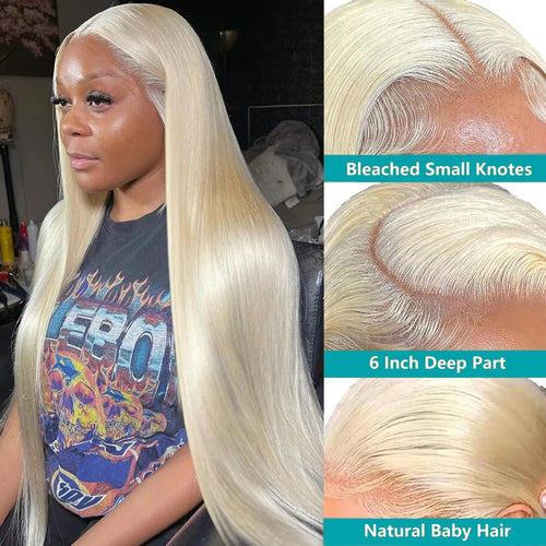 613 Blonde Straight Human Hair Lace Front Wig