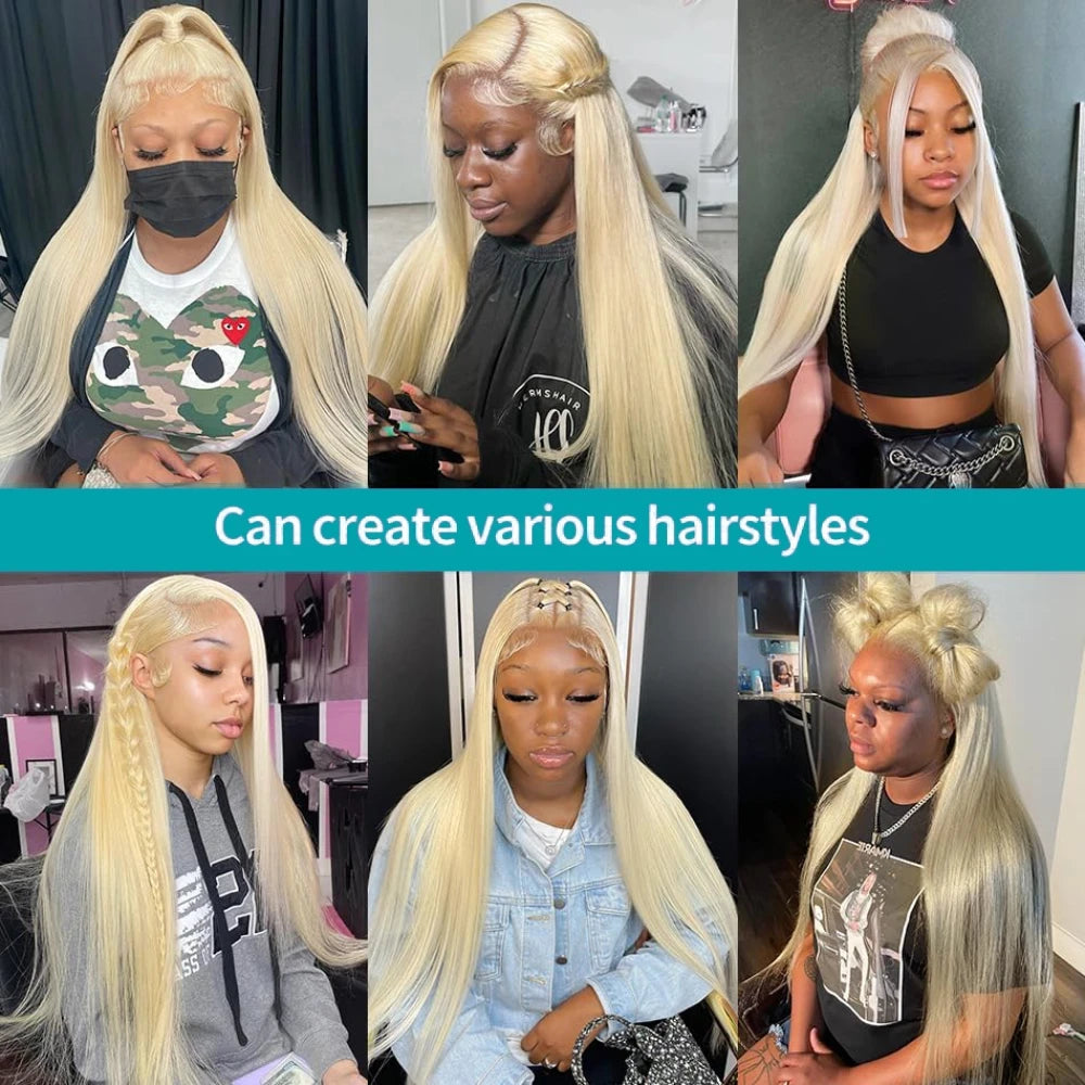 613 Blonde Straight Human Hair Lace Front Wig