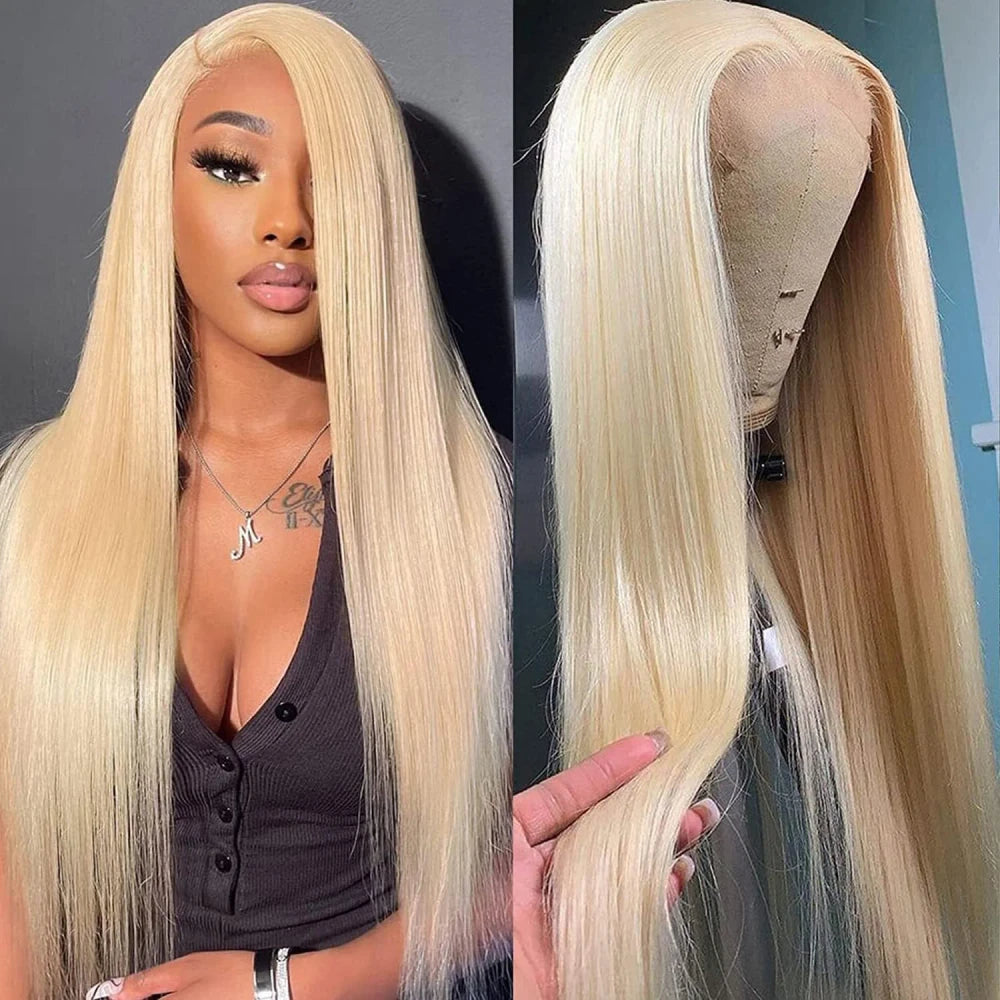 613 Blonde Straight Human Hair Lace Front Wig